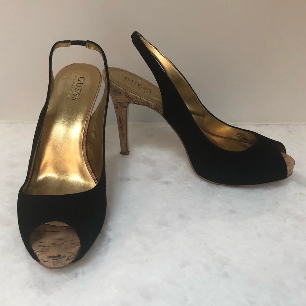 Guess suede sling back shoes.